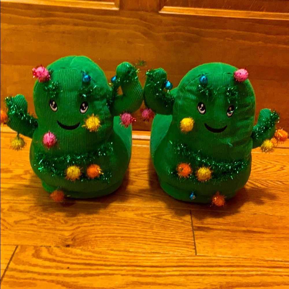 Green cactus American eagle slippers